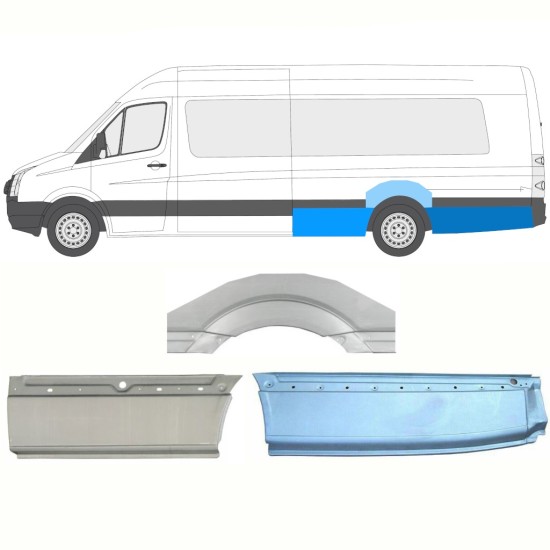 Panel de reparación guardabarros trasero para Volkswagen Crafter 2005-2017 / Izquierda / Conjunto 13946