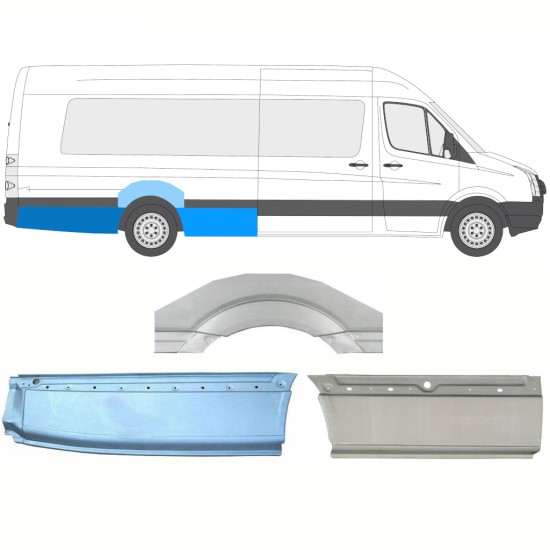 Panel de reparación guardabarros trasero para Volkswagen Crafter 2005-2017 / Derecho / Conjunto 13945