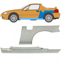 Umbral completo + Panel de reparación guardabarros trasero para Honda Civic CRX Del Sol 1992-1998 / Izquierda 11144