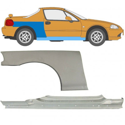 Umbral completo + Panel de reparación guardabarros trasero para Honda Civic CRX Del Sol 1992-1998 / Derecho 11143