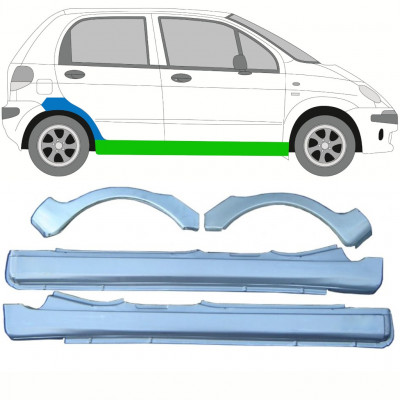 DAEWOO MATIZ 1998-2008 PANEL DE REPARACIÓN DEL UMBRAL + PANEL DE REPARACIÓN DEL ALERÓN TRASERO / KIT