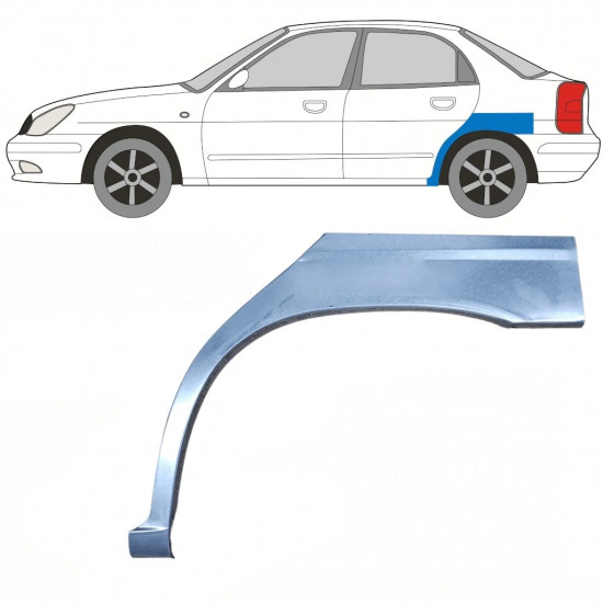 Panel de reparación guardabarros trasero para Daewoo Nubira 1997-2004 / Izquierda 8804