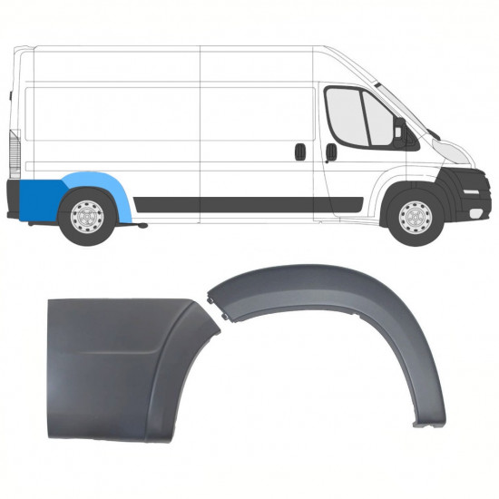 Moldura del arco de rueda trasero conjunto para Fiat Ducato Boxer Relay 2006-2018 / Derecho /  8472