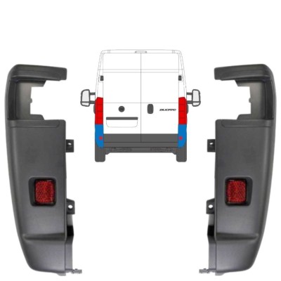 Esquina parachoques trasero 270 grados para Fiat Ducato 2006-2018 / Izquierda+Derecha / Conjunto 9835