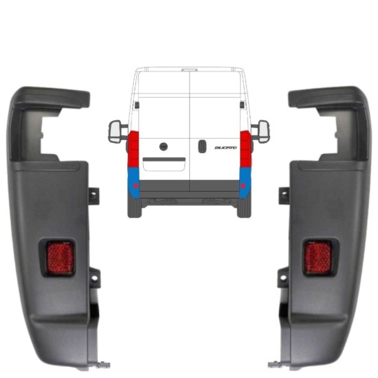 Esquina parachoques trasero 270 grados para Fiat Ducato 2006-2018 / Izquierda+Derecha / Conjunto 9835