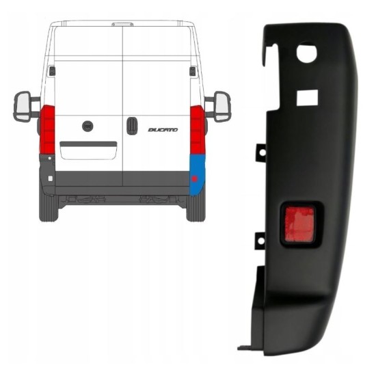 Esquina parachoques trasero 180 grados para Fiat Ducato 2018- / Izquierda 16024