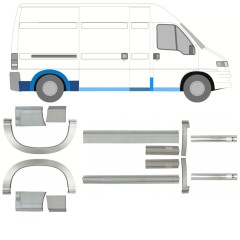 Panel de reparación del umbral + guardabarros trasero para Peugeot Boxer 1994-2006 / Conjunto 14233