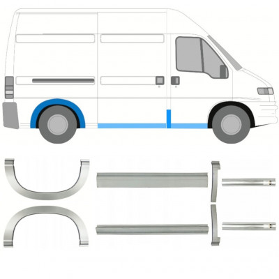 Panel de reparación del umbral + guardabarros trasero para Fiat Ducato Boxer Relay 1994-2006 / MWB / Conjunto 11517