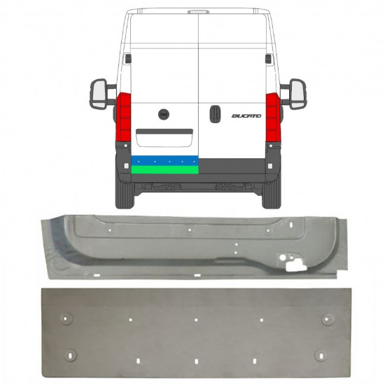 Panel de reparación puerta trasera para Fiat Ducato 2006- / Derecho / Conjunto 11675