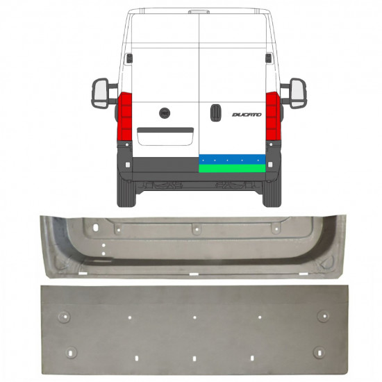 Panel de reparación puerta trasera para Fiat Ducato 2006- / Derecho / Conjunto 11674