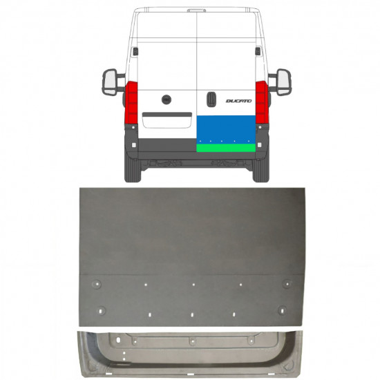 Panel de reparación puerta trasera para Fiat Ducato 2006- / Derecho / Conjunto 11680