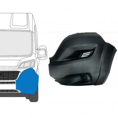 Esquina del parachoques delantero con moldura lateral para Fiat Ducato 2018- / Izquierda 9047