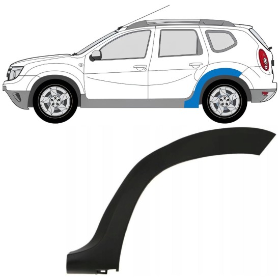 Moldura lateral guardabarros trasero para Dacia Duster 2010-2017 / Izquierda 16020