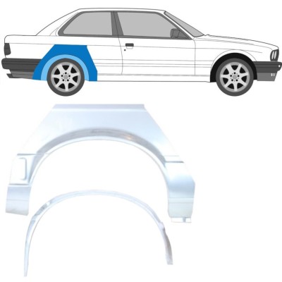 Panel de reparación guardabarros trasero interna + externa para BMW 3 E30 1987-1994 / Derecho / Conjunto 10851