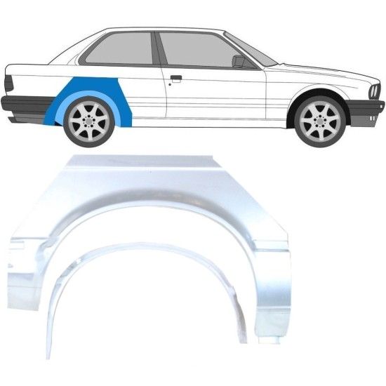 Panel de reparación guardabarros trasero interna + externa para BMW 3 E30 1982-1987 / Derecho / Conjunto 10848