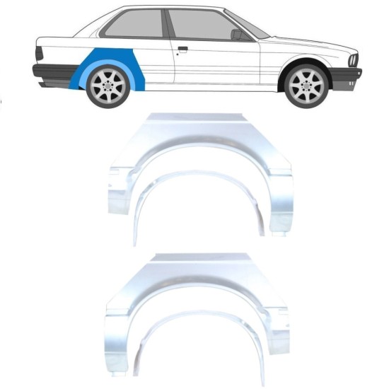 Panel de reparación guardabarros trasero interna + externa para BMW 3 E30 1982-1987 / Conjunto 10850