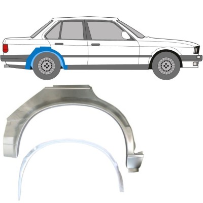 Panel de reparación guardabarros trasero interna + externa para BMW 3 E30 1982-1987 / Derecho / Conjunto 10857