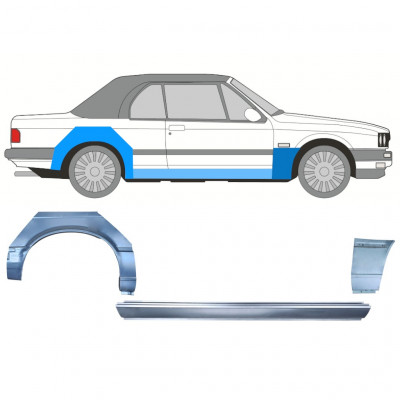 Panel de reparación del umbral + guardabarros delantero + guardabarros trasero para BMW 3 E30 1985-1987 CABRIO / Derecho / Conjunto 12571