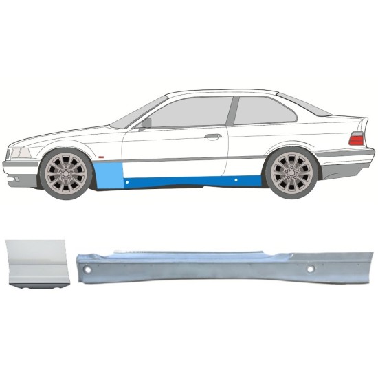 Umbral completo + Panel de reparación guardabarros delantero para BMW 3 E36 1990-2000 / Izquierda / COUPE / Conjunto 17022