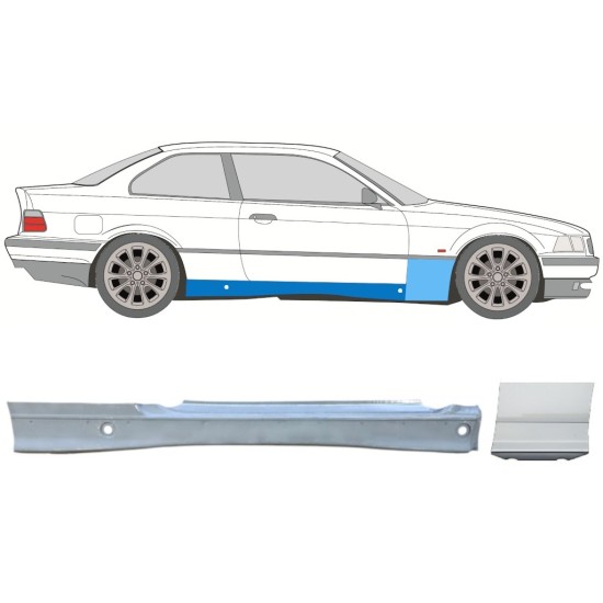 Umbral completo + Panel de reparación guardabarros delantero para BMW 3 E36 1990-2000 / Derecho / COUPE / Conjunto 17021