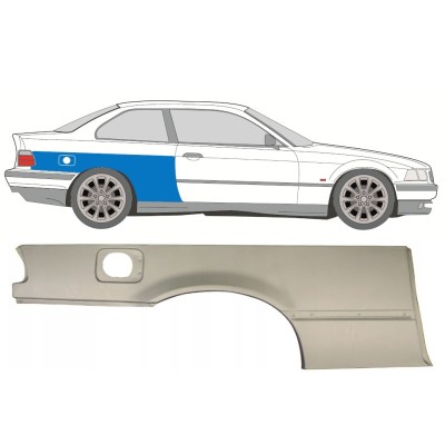 Panel de reparación guardabarros trasero para BMW 3 E36 1990-2000 / Derecho / COUPE 16383