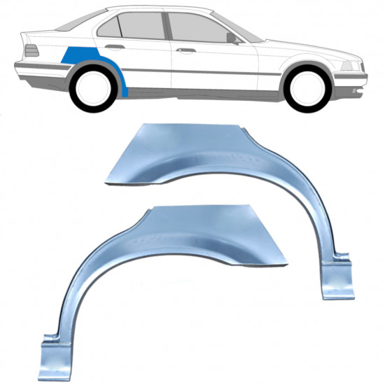 Panel de reparación guardabarros trasero para BMW 3 E36 1990-2000  / Izquierda+Derecha / SEDAN / Conjunto 6393