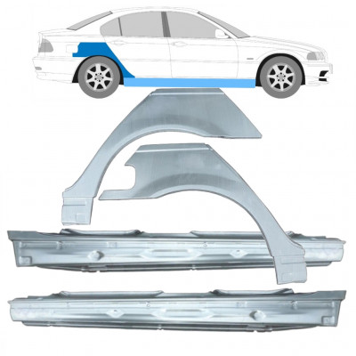 BMW E46 3 1998-2005 PANEL DE REPARACIÓN DEL ALERÓN TRASERO + PANEL DE REPARACIÓN DEL UMBRAL / KIT / IZQUIERDA + DERECHA