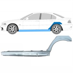 Umbral completo + Panel de reparación guardabarros trasero para BMW 3 E46 1998-2006 / Izquierda / Conjunto 11244