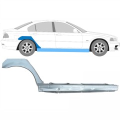 Umbral completo + Panel de reparación guardabarros trasero para BMW 3 E46 1998-2006 / Derecho / Conjunto 11243
