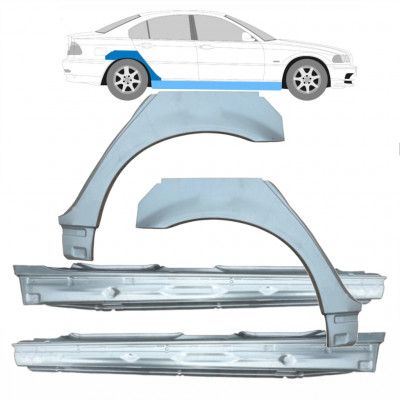 BMW E46 3 1998-2005 PANEL DE REPARACIÓN DEL ALERÓN TRASERO + PANEL DE REPARACIÓN DEL UMBRAL / KIT / IZQUIERDA + DERECHA