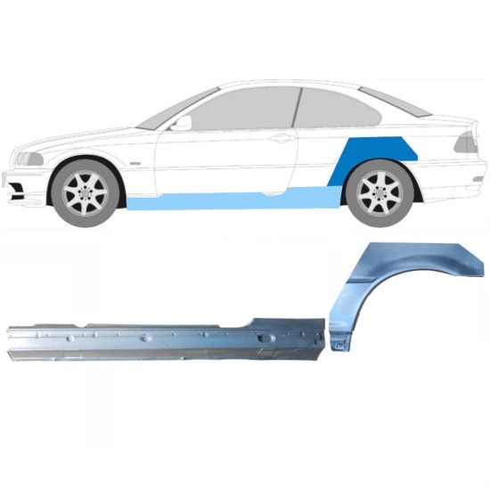 Umbral completo + Panel de reparación guardabarros trasero para BMW 3 E46 1998-2006 / Izquierda / COUPE / Conjunto 17060