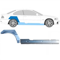 Umbral completo + Panel de reparación guardabarros trasero para BMW 3 E46 1998-2006 / Derecho / COUPE / Conjunto 17059
