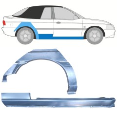 Panel de reparación del umbral + guardabarros trasero para Ford Escort 1995-2000 / Derecho / CABRIO / Conjunto 12589