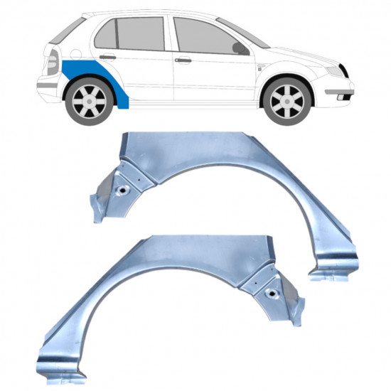 Panel de reparación guardabarros trasero para Skoda Fabia 1999-2007 / Izquierda+Derecha / Conjunto 10444