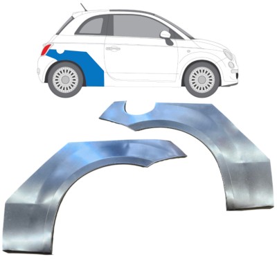Panel de reparación guardabarros trasero para Fiat 500 2007-2018 / Izquierda+Derecha / Conjunto 16073