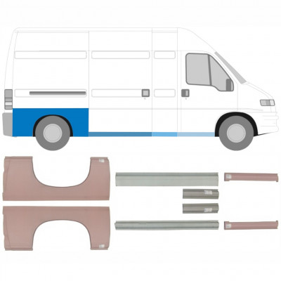 KIT DUCATO BOXER RELAY JUMPER 1994-2006 CHAPA DE REPARACIÓN DEL UMBRAL TRASERO GUARDABARROS 8 PIEZAS