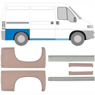 FIAT DUCATO BOXER RELAY 1994-2006 DISTANCIA ENTRE EJES CORTA PANEL DE REPARACIÓN DEL UMBRAL TRASERO GUARDABARRO / KIT 6