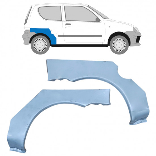 Panel de reparación guardabarros trasero para Fiat Seicento 1998-2010 / Izquierda+Derecha / Conjunto 9599