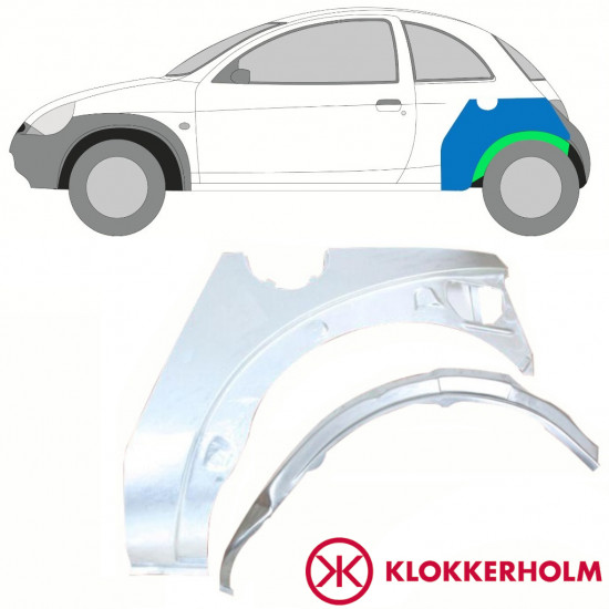 Panel de reparación guardabarros trasero interna + externa para Ford KA 1996-2008 / Izquierda / Conjunto 10776