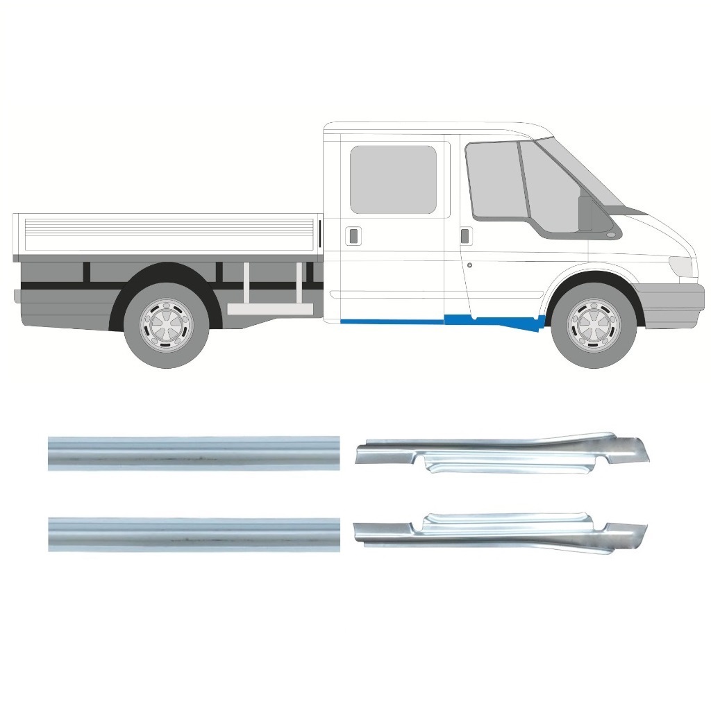 Panel De Reparación Del Umbral Para Ford Transit 2000-2013 / Izquierda+Derecha / Dabina Doble / Conjunto 9698