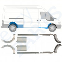 Panel de reparación del umbral + guardabarros trasero para Ford Transit 2000-2013 / LWB / Izquierda+Derecha / Conjunto 10630