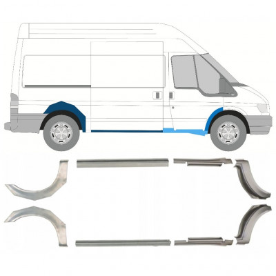 FORD TRANSIT 2000-2013 PANEL DE REPARACIÓN DEL ALERÓN TRASERO + REPARACIÓN DEL UMBRAL / DERECHA + IZQUIERDA DISTANCIA ENTRE EJES MEDIA / KIT