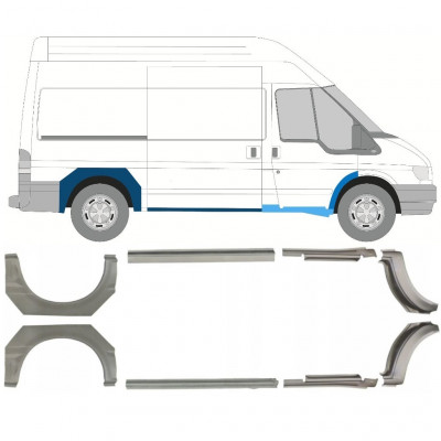 FORD TRANSIT 2000-2013 PANEL DE REPARACIÓN DEL ALERÓN TRASERO + REPARACIÓN DEL UMBRAL / DERECHA + IZQUIERDA / KIT