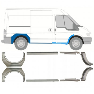 Panel de reparación del umbral + guardabarros trasero para Ford Transit 2000-2013 / SWB / Conjunto 9694