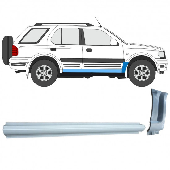 Panel de reparación del umbral + guardabarros delantero para Opel Frontera B 1999-2002 / Derecho / Conjunto 11158