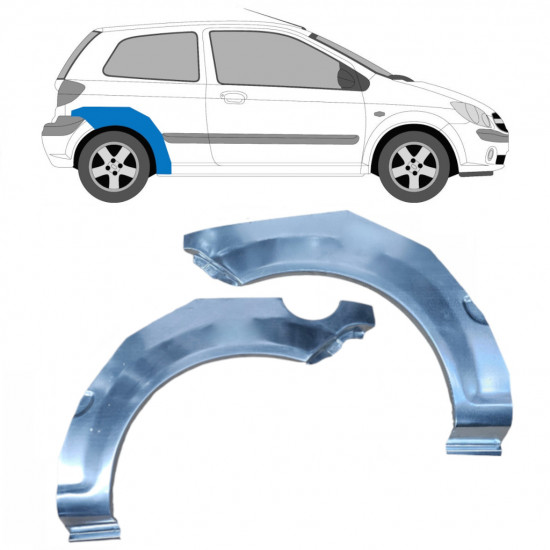 Panel de reparación guardabarros trasero para Hyundai Getz 2002-2010 / Izquierda+Derecha / Conjunto 10641