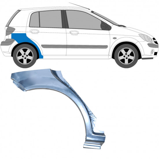 Panel de reparación guardabarros trasero para Hyundai Getz 2002-2010 / Derecho 6660