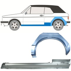 Panel de reparación del umbral + guardabarros trasero para Volkswagen Golf 1 1974-1985 / Izquierda / CABRIO / Conjunto 12578