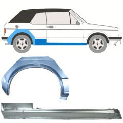 Panel de reparación del umbral + guardabarros trasero para Volkswagen Golf 1 1974-1985 / Derecho / CABRIO / Conjunto 12577