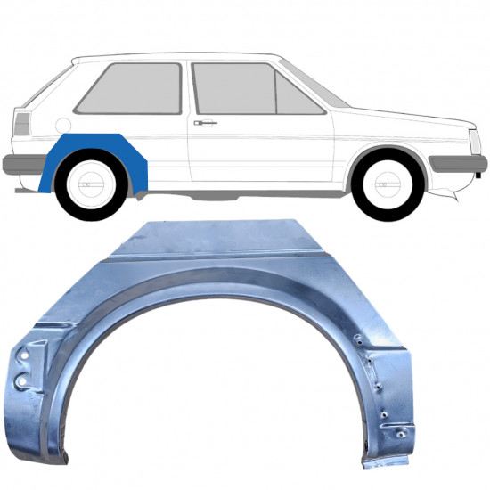 Panel de reparación guardabarros trasero para VW Golf 2 1982- / Derecho 7099